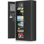 Armoire de rangement de 71 pouces avec étagères réglables pour garage, cuisine, garde-manger ou bureau.