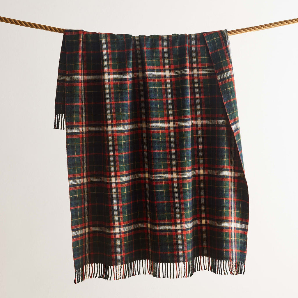 Couverture Pendleton Fireside, coloris vert laurier et rouge