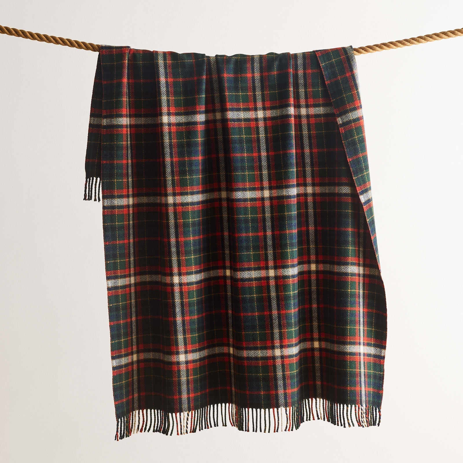 Couverture Pendleton Fireside, coloris vert laurier et rouge
