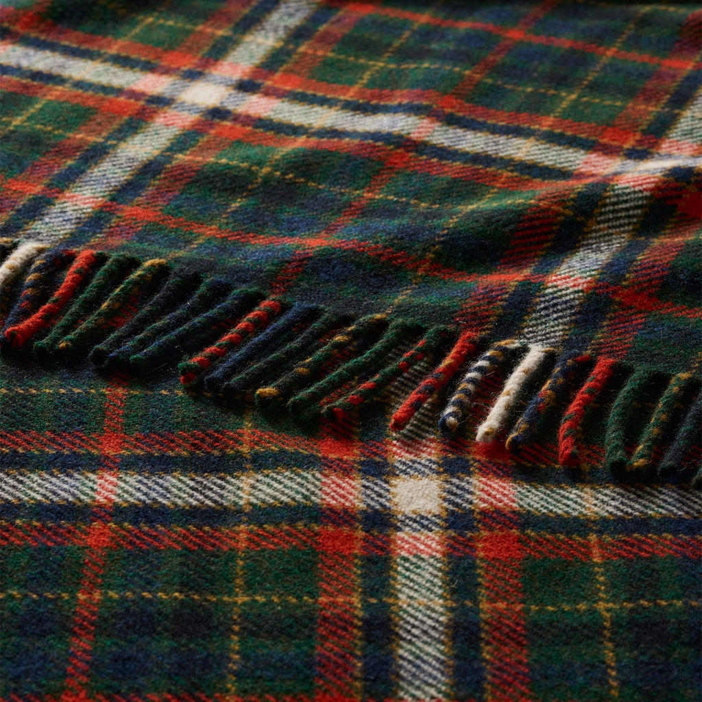 Couverture Pendleton Fireside, coloris vert laurier et rouge