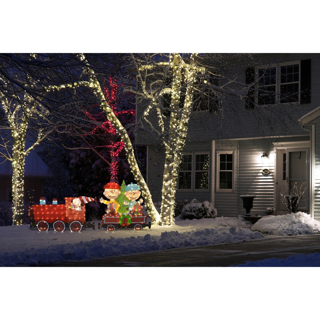 Ensemble de train 2 pièces Peanuts pré-illuminé à LED pour jardin