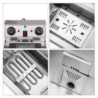 Friteuse à cuve unique en acier inoxydable de 8,5 pintes (8,2 L) avec robinet, puissance maximale de 1700 W et grande poignée