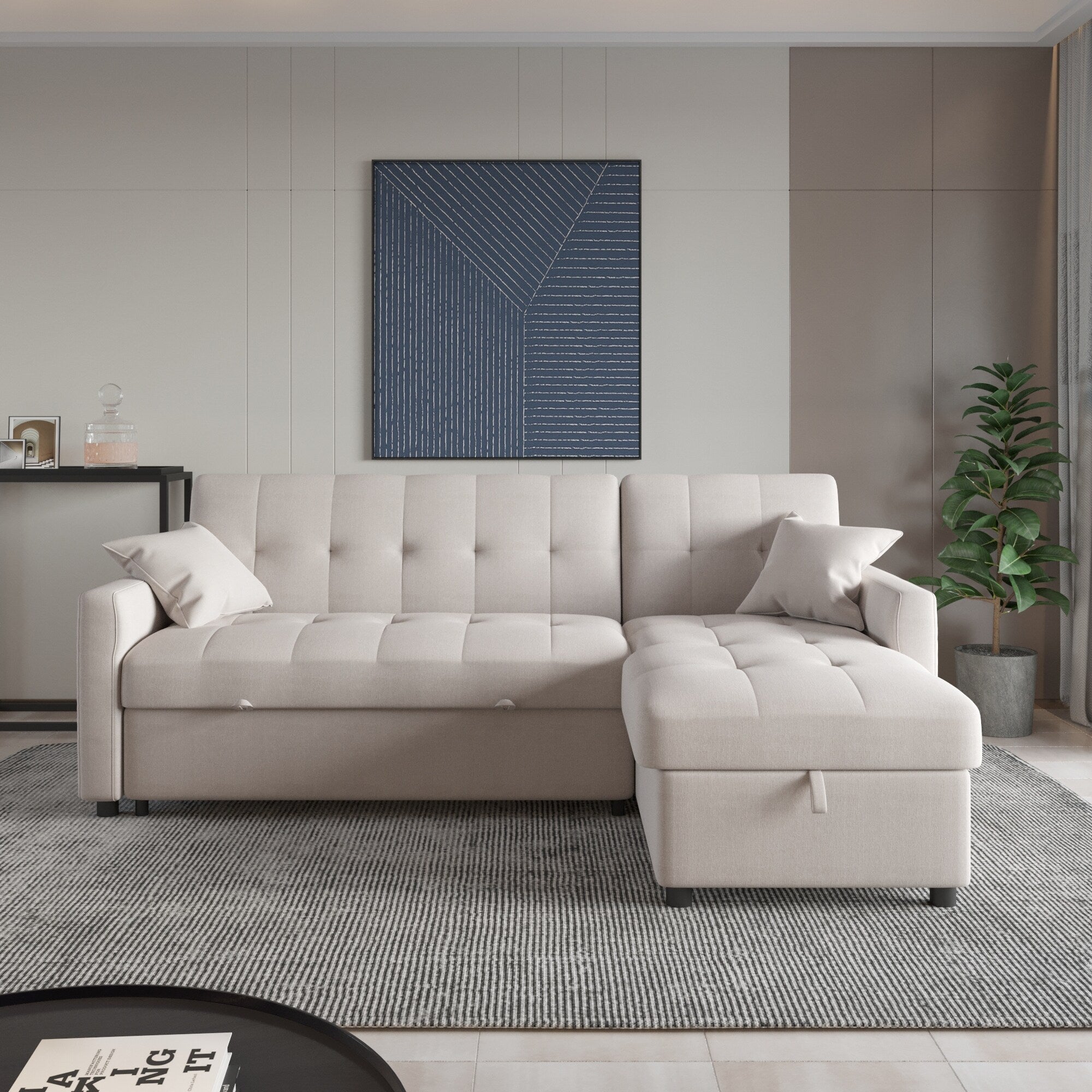 Canapé-lit réversible de 208 cm de large avec méridienne