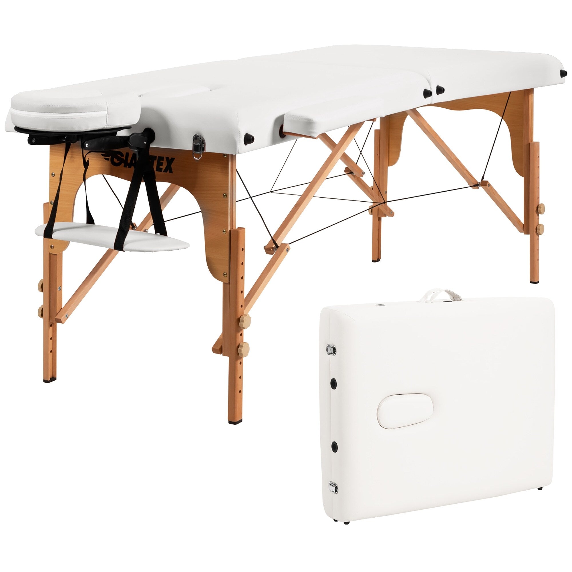Table de massage portable de 213 cm (84 po) de long, réglable, pour le visage, les soins spa et les tatouages, avec sac de transport.