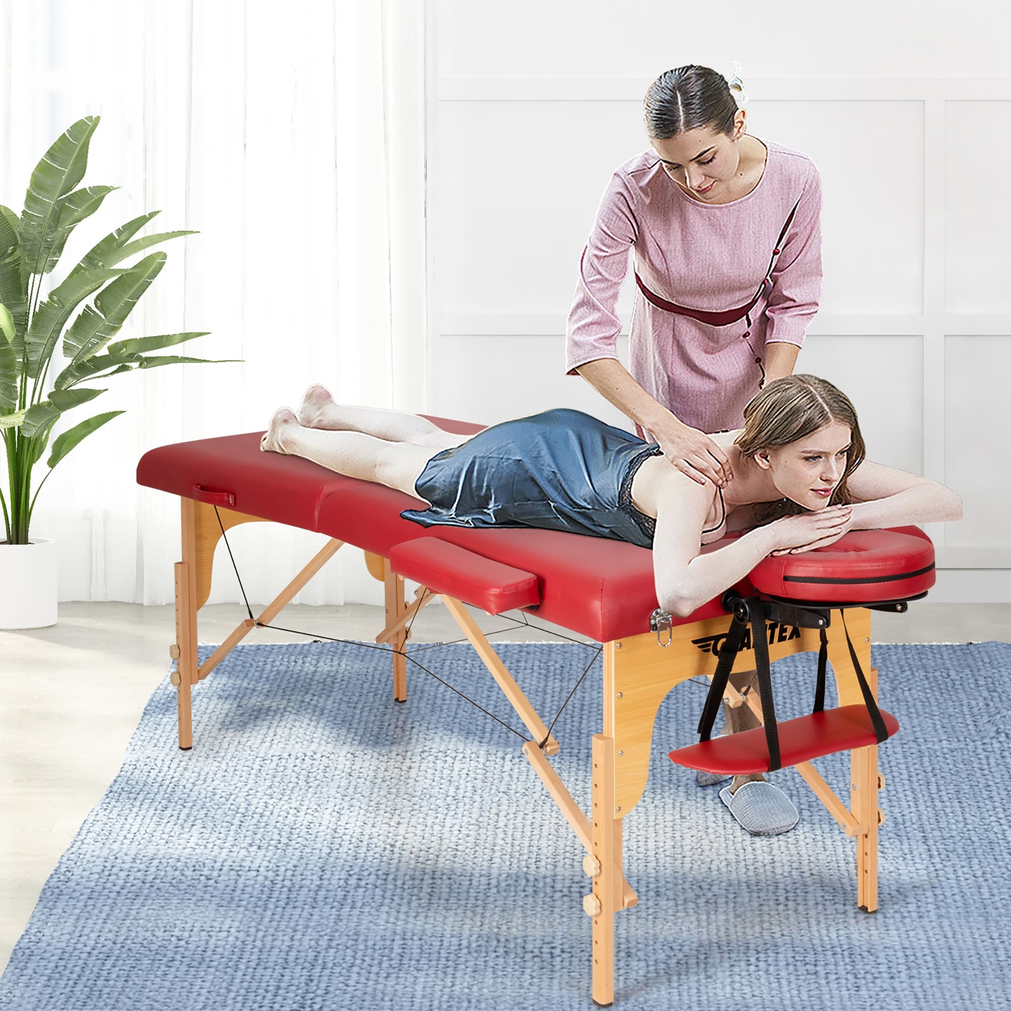 Table de massage portable de 213 cm (84 po) de long, réglable, pour le visage, les soins spa et les tatouages, avec sac de transport.