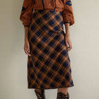 Jupe midi à carreaux