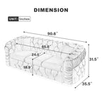 Canapé 3 places en velours 90.6 avec 2 coussins haute densité, accents dorés et oreillers