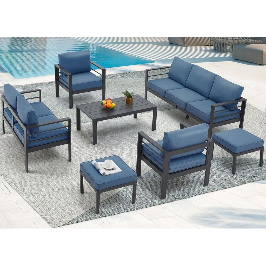 Ensemble de mobilier de patio en aluminium AECOJOY 7 pièces, ensemble de conversation d'extérieur