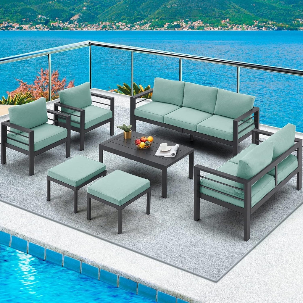 Ensemble de mobilier de patio en aluminium AECOJOY 7 pièces, ensemble de conversation d'extérieur