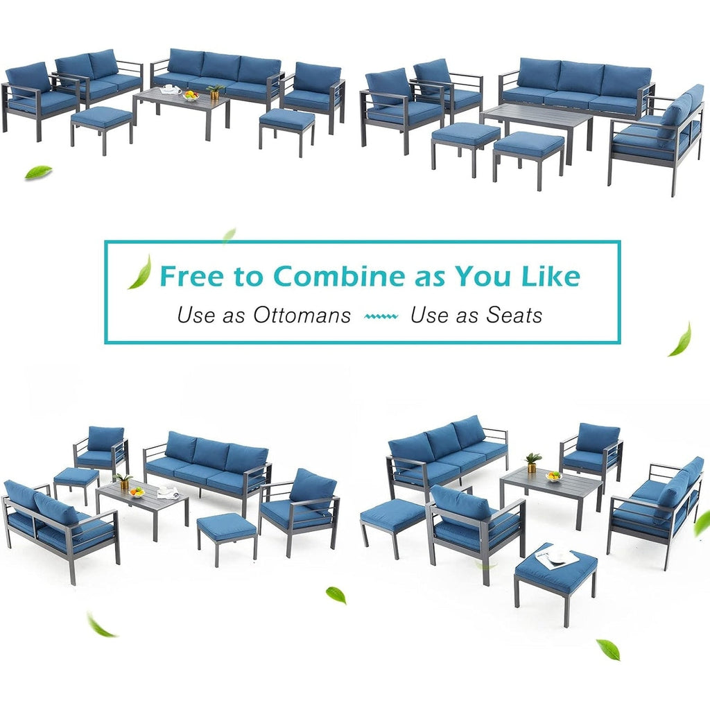 Ensemble de mobilier de patio en aluminium AECOJOY 7 pièces, ensemble de conversation d'extérieur