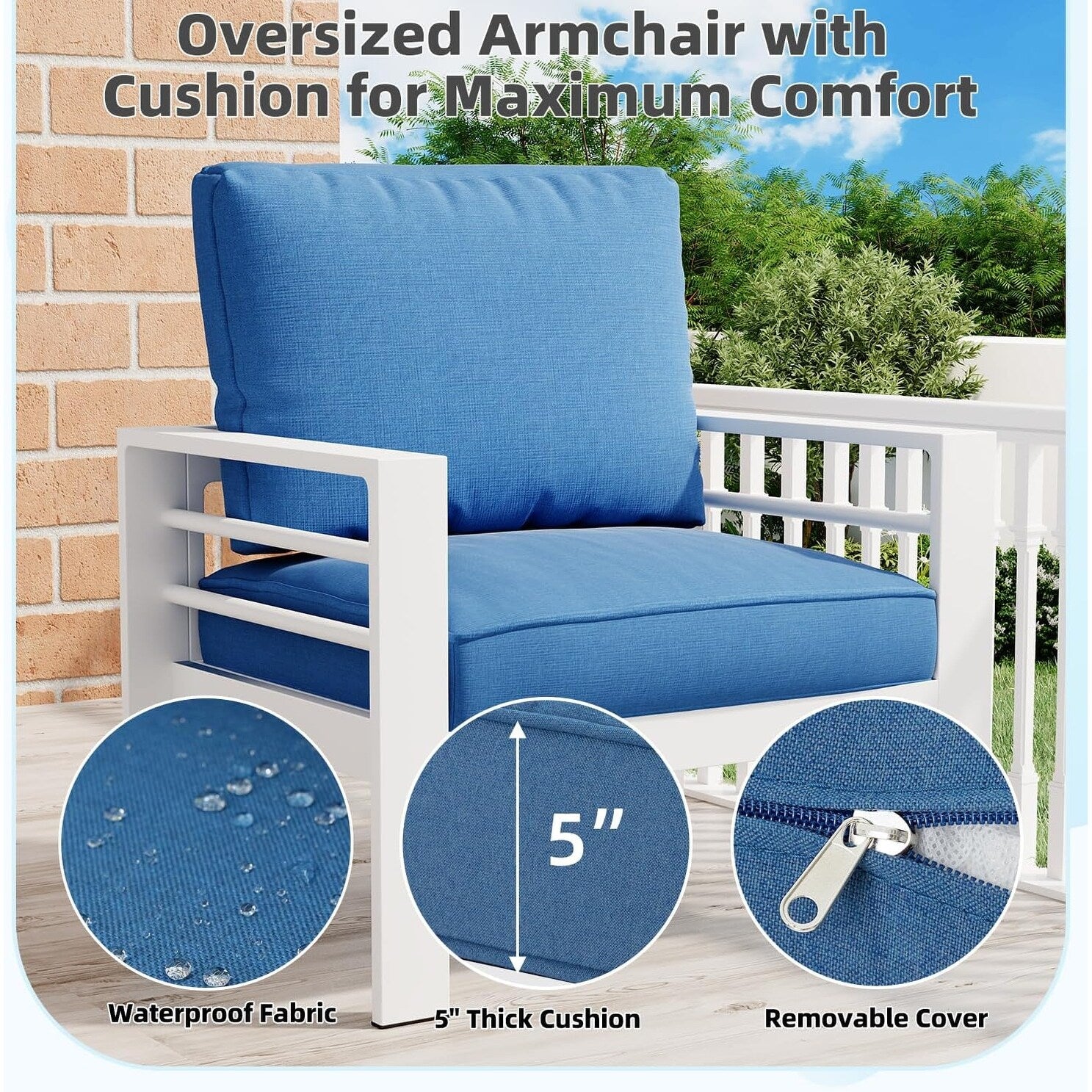 Ensemble de mobilier de patio en aluminium AECOJOY 7 pièces, ensemble de conversation d'extérieur