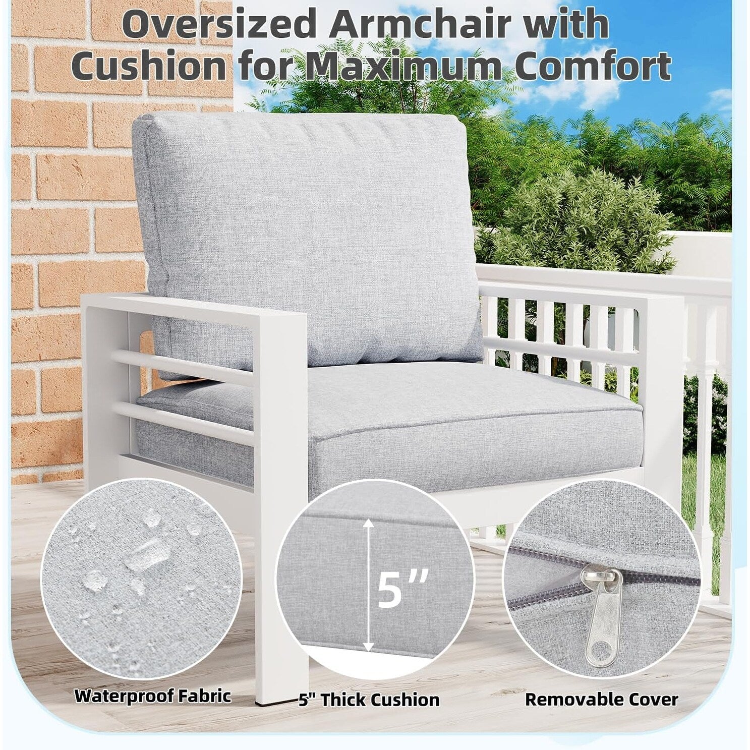 Ensemble de mobilier de patio en aluminium AECOJOY 7 pièces, ensemble de conversation d'extérieur