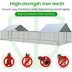 AECOJOY Grand poulailler métallique avec enclos et cage à poules accessibles à pied