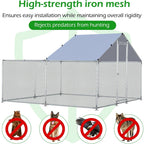 AECOJOY Grand poulailler métallique avec enclos et cage à poules accessibles à pied