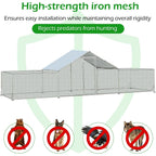 AECOJOY Grand poulailler métallique avec enclos et cage à poules accessibles à pied