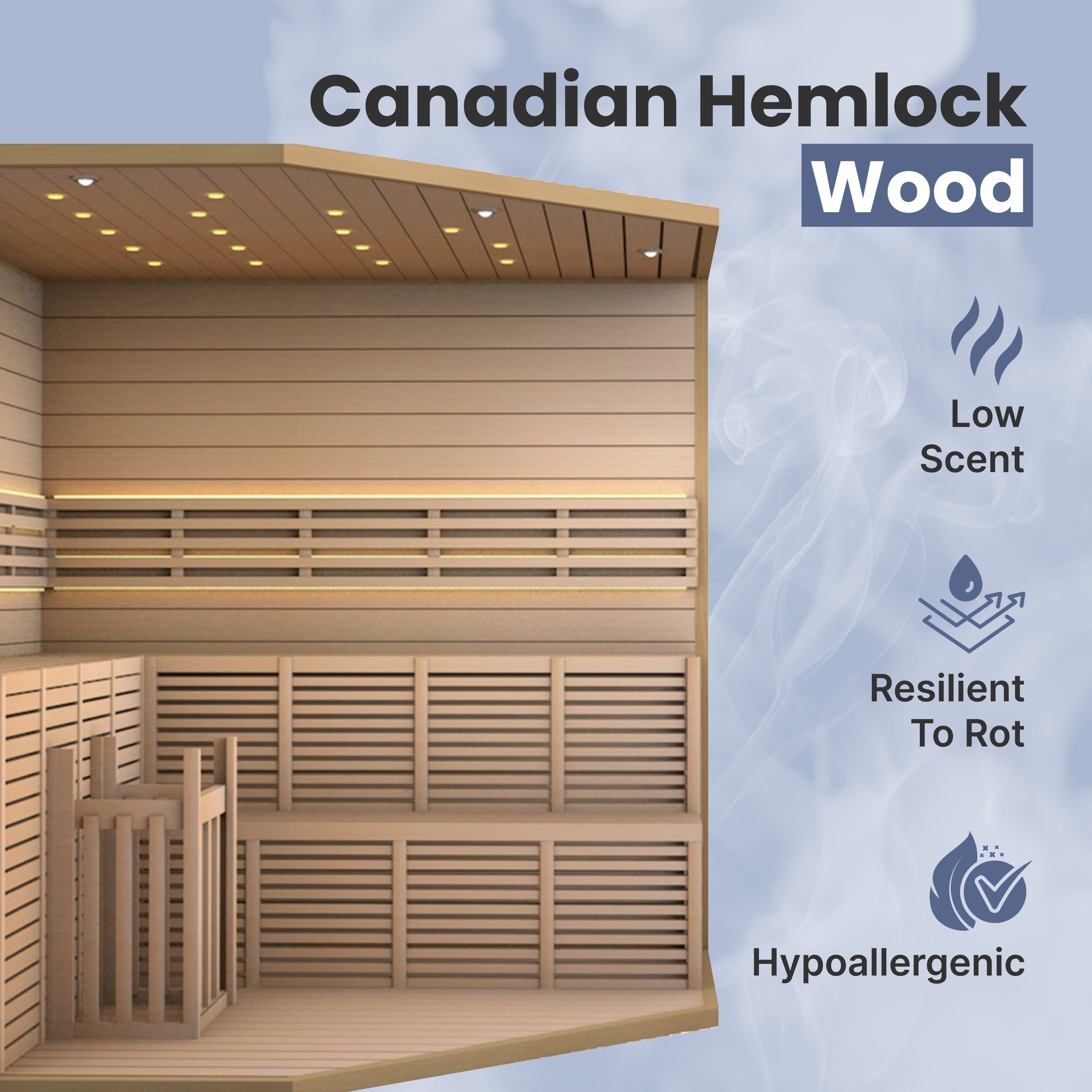 Sauna humide/sèche d'intérieur ALEKO en bois pour 5 à 6 personnes avec chauffage électrique - 190 x 190 x 211 cm