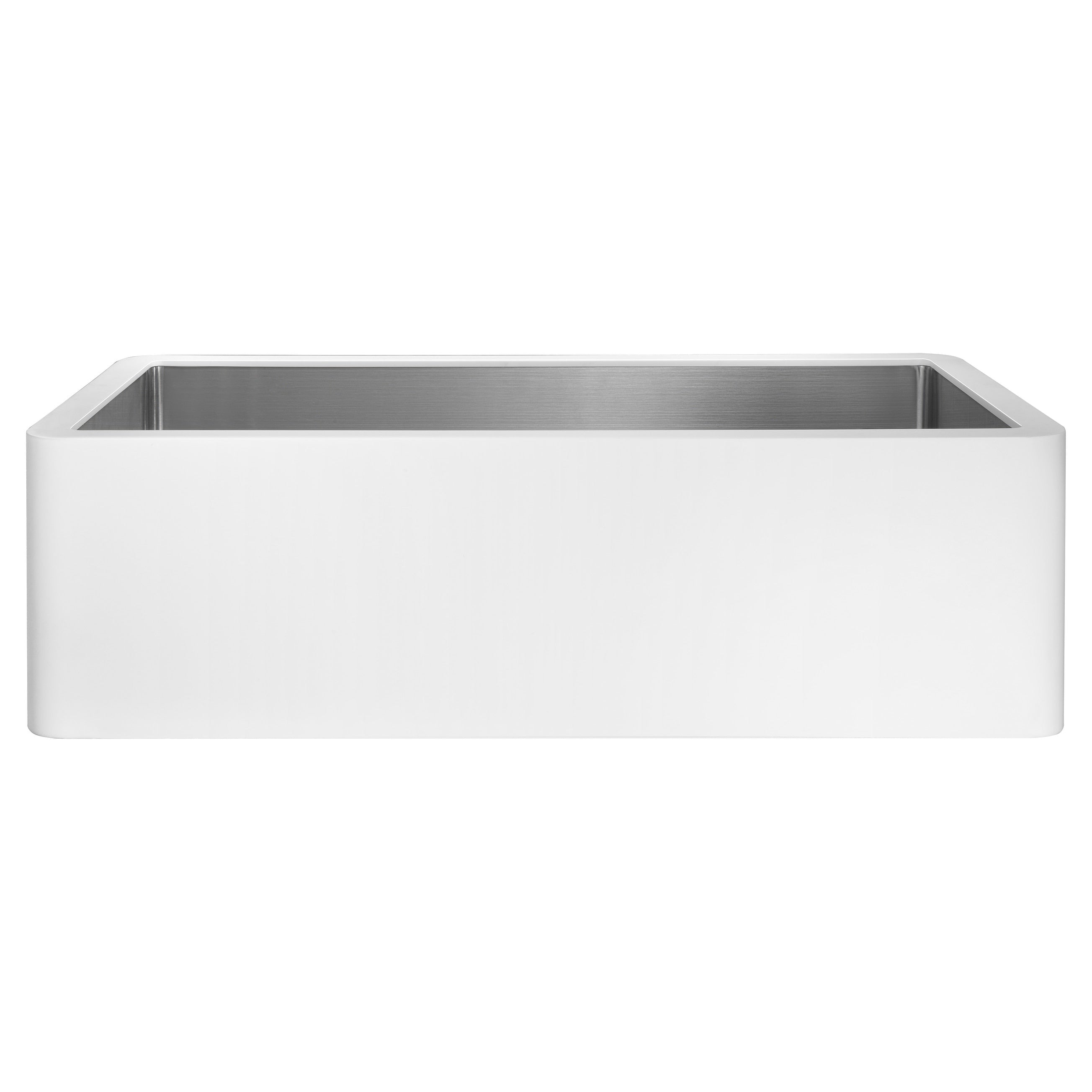 Évier de cuisine ANZZI Apollo blanc mat, style ferme, à une cuve de 91 cm (36 po), intérieur en acier inoxydable.