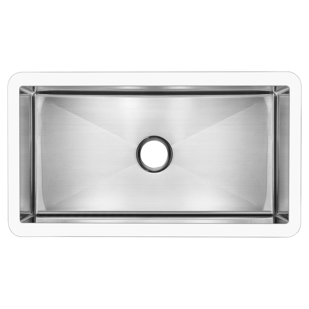 Évier de cuisine ANZZI Apollo blanc mat, style ferme, à une cuve de 91 cm (36 po), intérieur en acier inoxydable.