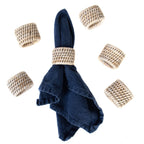 Ronds de serviette en rotin blanchi, lot de 4