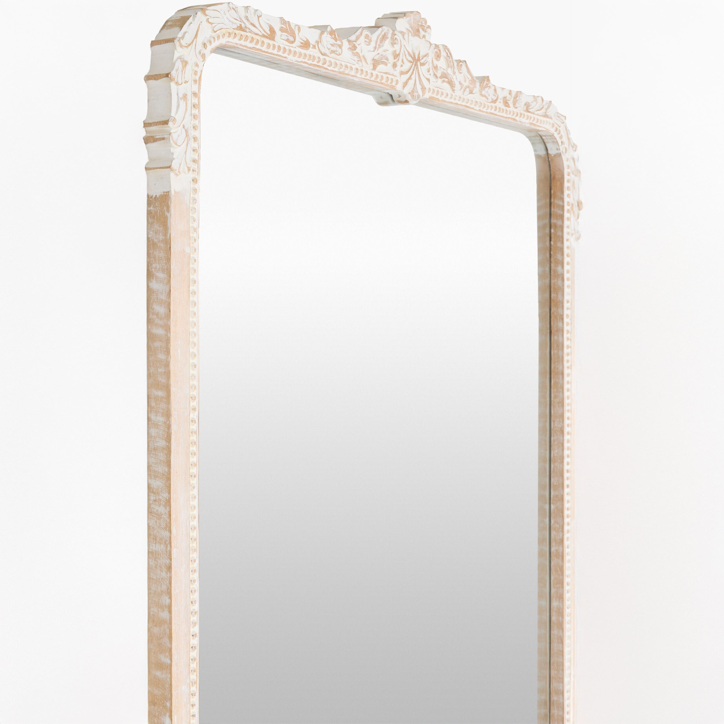 Miroir pleine longueur Aaliyah en blanc vieilli