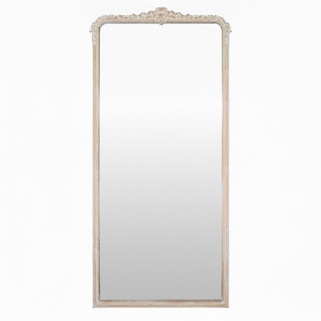 Miroir pleine longueur Aaliyah en blanc vieilli