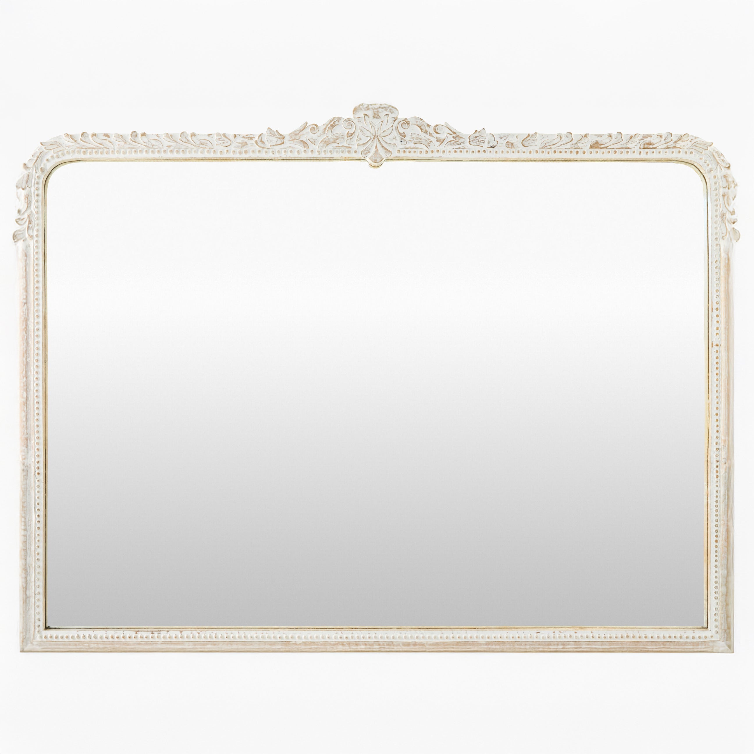 Miroir de cheminée Aaliyah en blanc vieilli