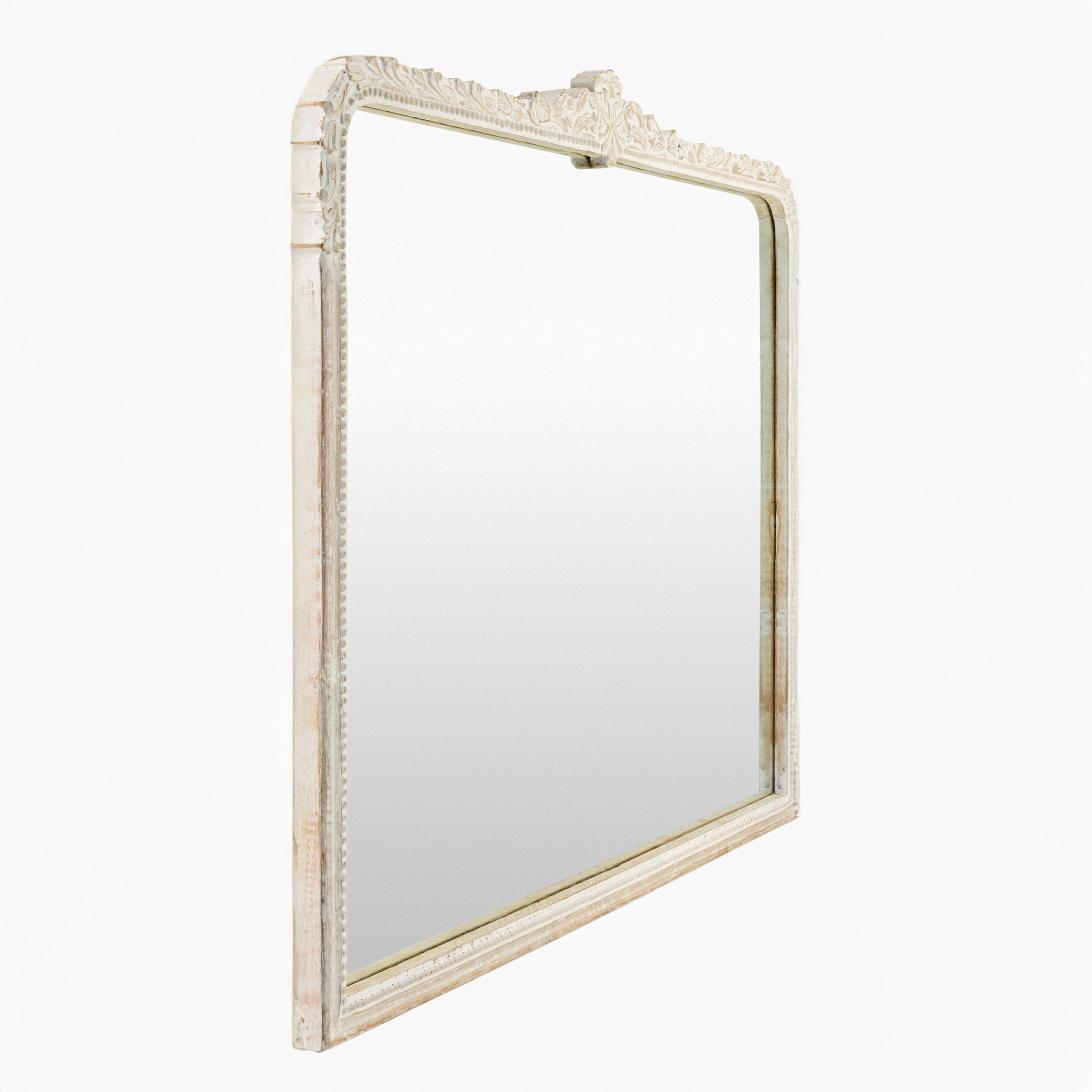 Miroir de cheminée Aaliyah en blanc vieilli