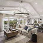 Lustre Acroma style ferme à 12 lumières, forme roue de chariot, 101,6 cm (40 po), homologué UL - Profondeur : 101,6 cm (40 po) ; Hauteur : 350 cm (138 po).