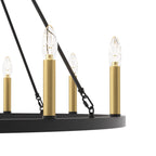 Lustre Acroma style ferme à 12 lumières, forme roue de chariot, 101,6 cm (40 po), homologué UL - Profondeur : 101,6 cm (40 po) ; Hauteur : 350 cm (138 po).