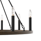 Lustre Acroma style ferme à 12 lumières, forme roue de chariot, 101,6 cm (40 po), homologué UL - Profondeur : 101,6 cm (40 po) ; Hauteur : 350 cm (138 po).