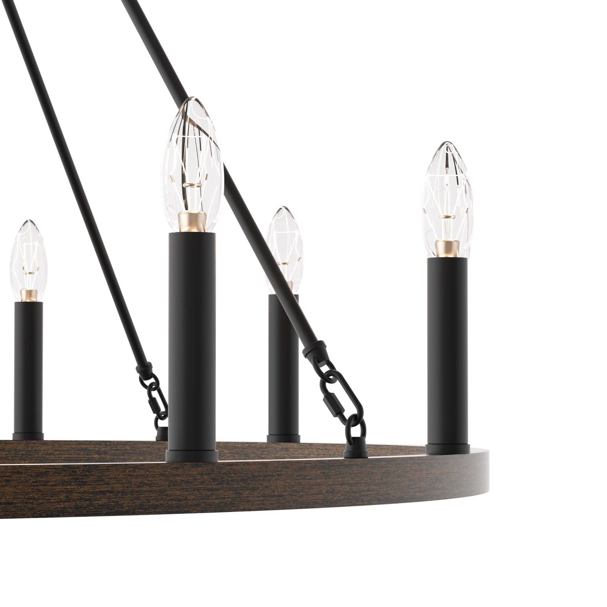 Lustre Acroma style ferme à 12 lumières, forme roue de chariot, 101,6 cm (40 po), homologué UL - Profondeur : 101,6 cm (40 po) ; Hauteur : 350 cm (138 po).