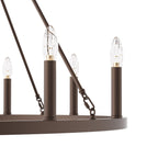 Lustre Acroma style ferme à 12 lumières, forme roue de chariot, 101,6 cm (40 po), homologué UL - Profondeur : 101,6 cm (40 po) ; Hauteur : 350 cm (138 po).