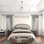 Lustre Acroma style ferme à 12 lumières, forme roue de chariot, 101,6 cm (40 po), homologué UL - Profondeur : 101,6 cm (40 po) ; Hauteur : 350 cm (138 po).