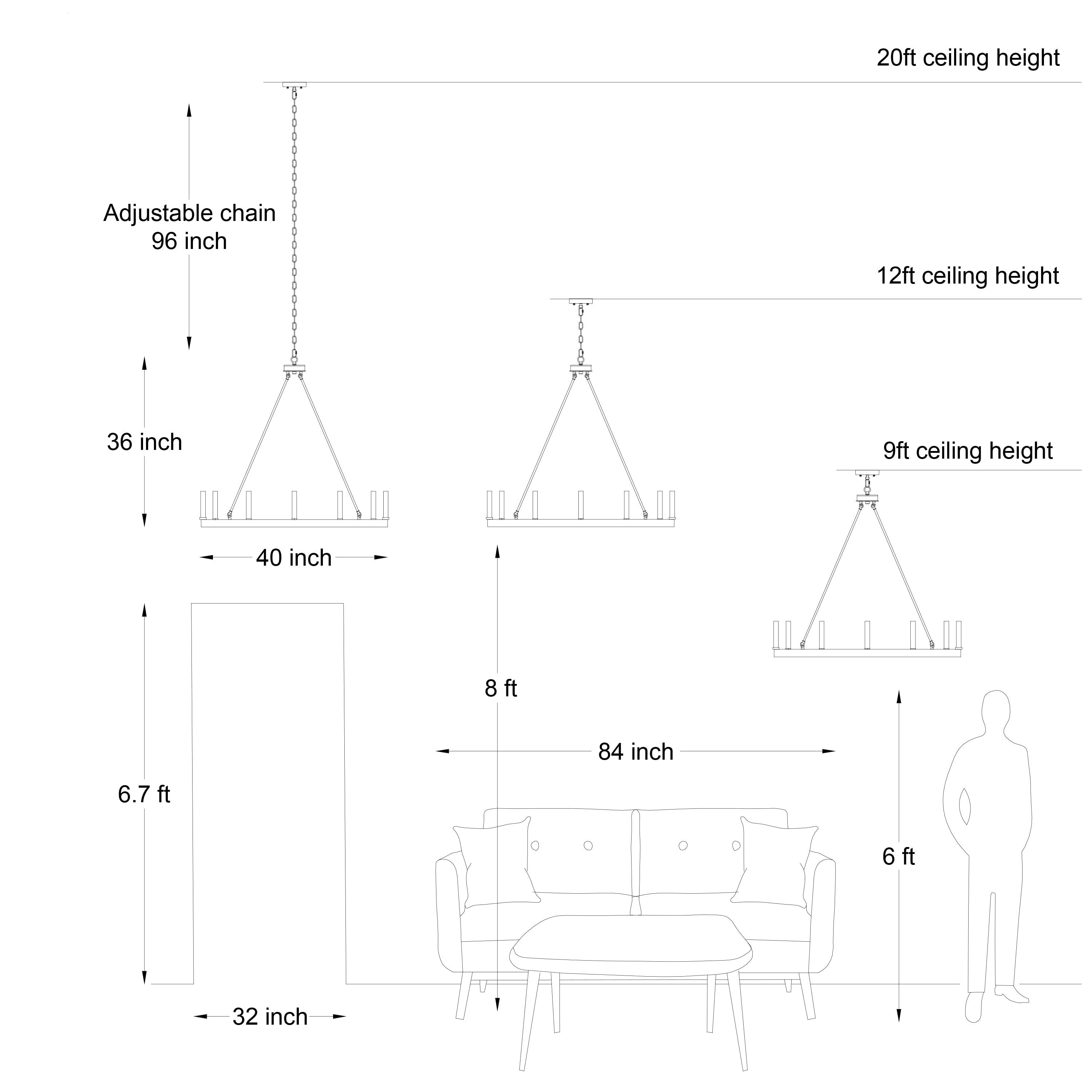 Lustre Acroma style ferme à 12 lumières, forme roue de chariot, 101,6 cm (40 po), homologué UL - Profondeur : 101,6 cm (40 po) ; Hauteur : 350 cm (138 po).