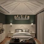 Lustre Acroma style ferme à 12 lumières, forme roue de chariot, 101,6 cm (40 po), homologué UL - Profondeur : 101,6 cm (40 po) ; Hauteur : 350 cm (138 po).