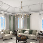 Lustre Acroma style ferme à 12 lumières, forme roue de chariot, 101,6 cm (40 po), homologué UL - Profondeur : 101,6 cm (40 po) ; Hauteur : 350 cm (138 po).