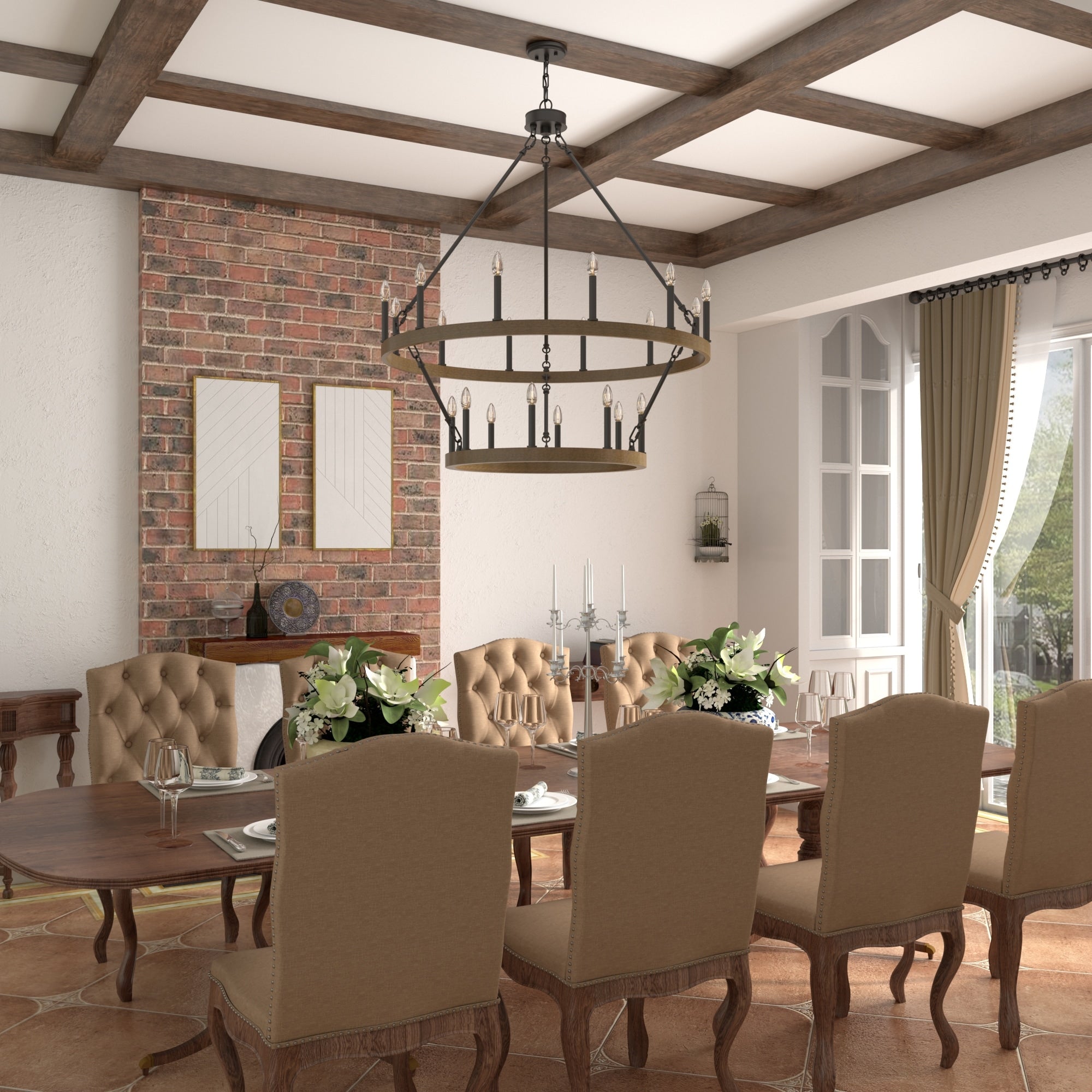 Lustre Acroma moderne à 20 lumières, style ferme, rond, 40 po, en forme de roue de chariot, homologué UL.