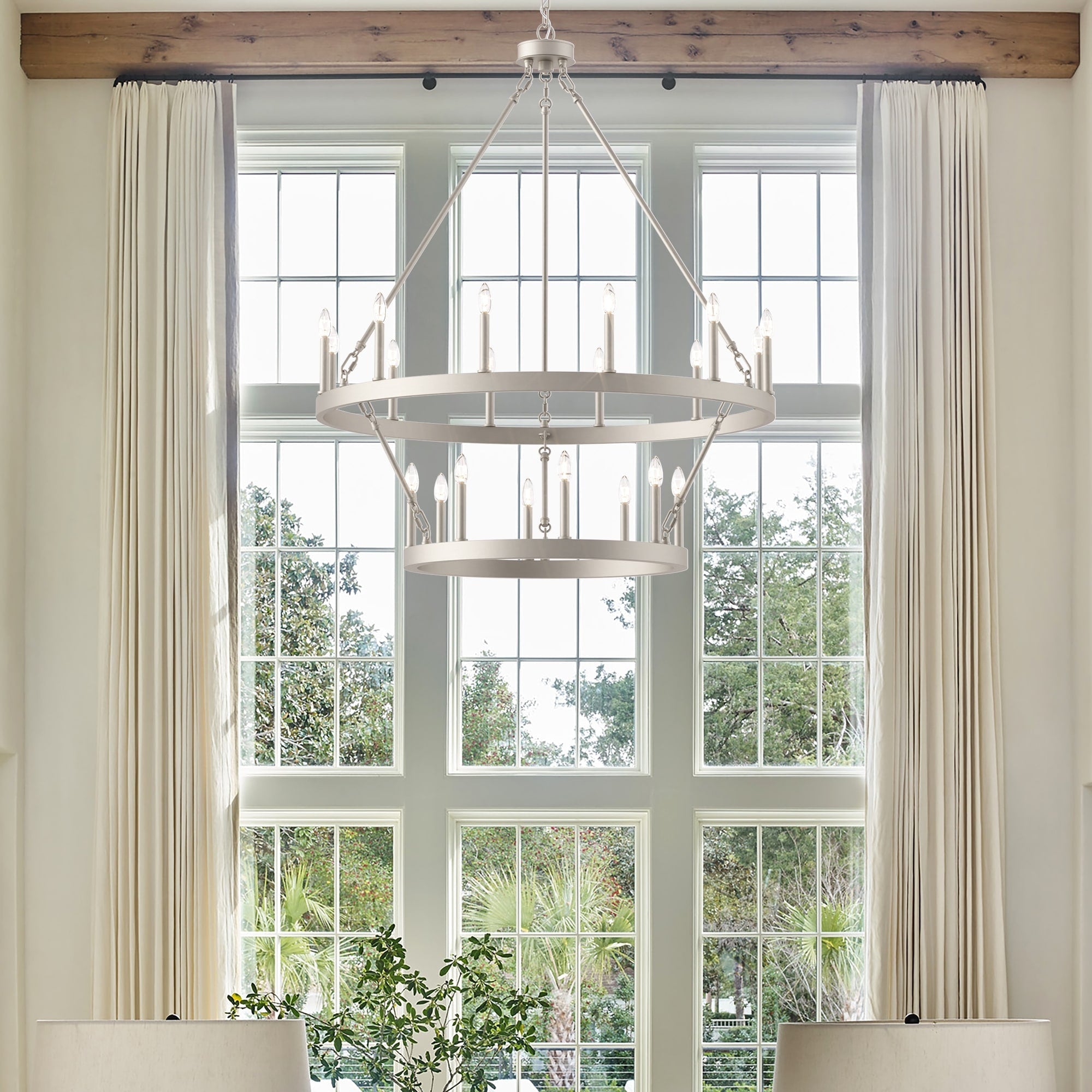 Lustre Acroma moderne à 20 lumières, style ferme, rond, 40 po, en forme de roue de chariot, homologué UL.