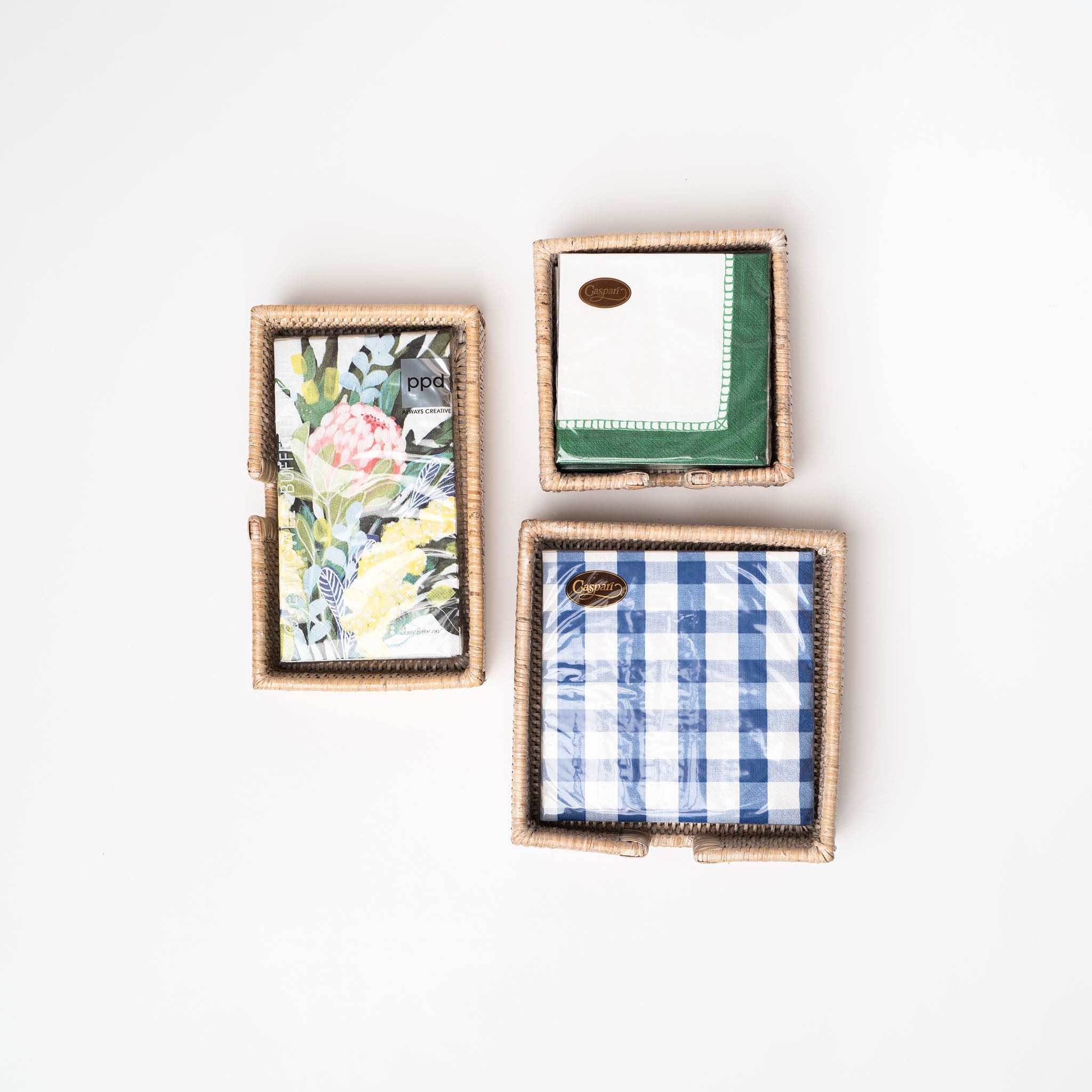 Porte-serviettes de table en rotin blanchi