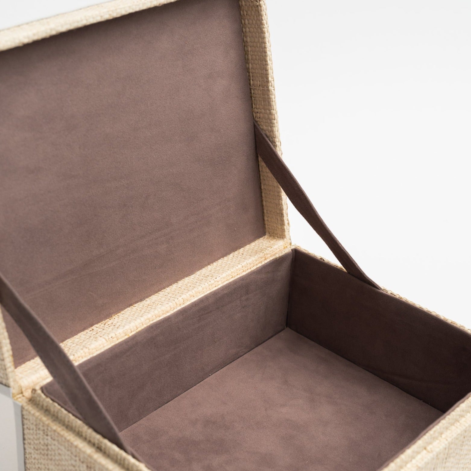 Boîte en raphia avec garniture en cuir - Grand modèle