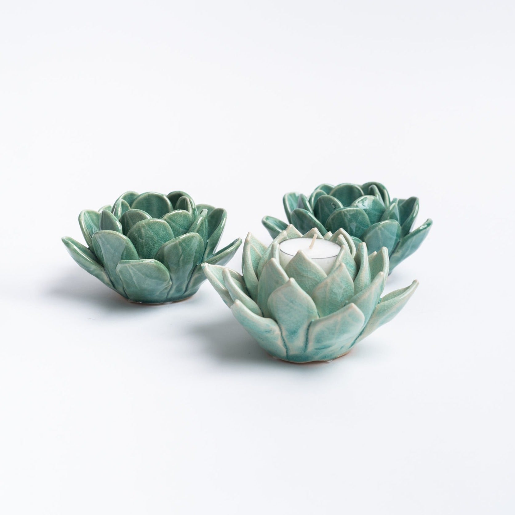 Porte-bougie chauffe-plat succulente - Vert