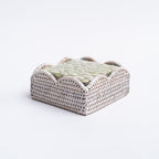 Porte-serviettes de cocktail en rotin festonné - Blanc