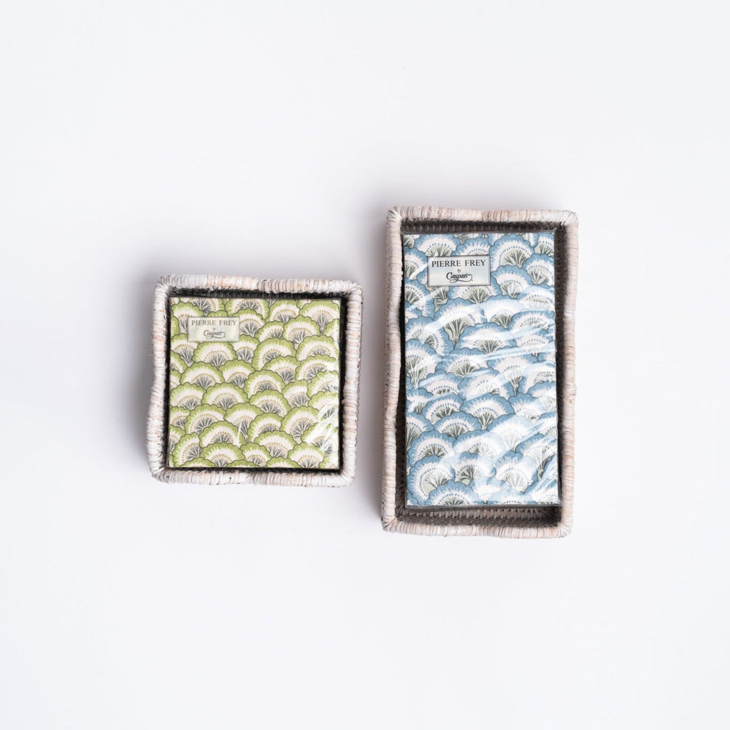 Porte-serviettes de cocktail en rotin festonné - Blanc