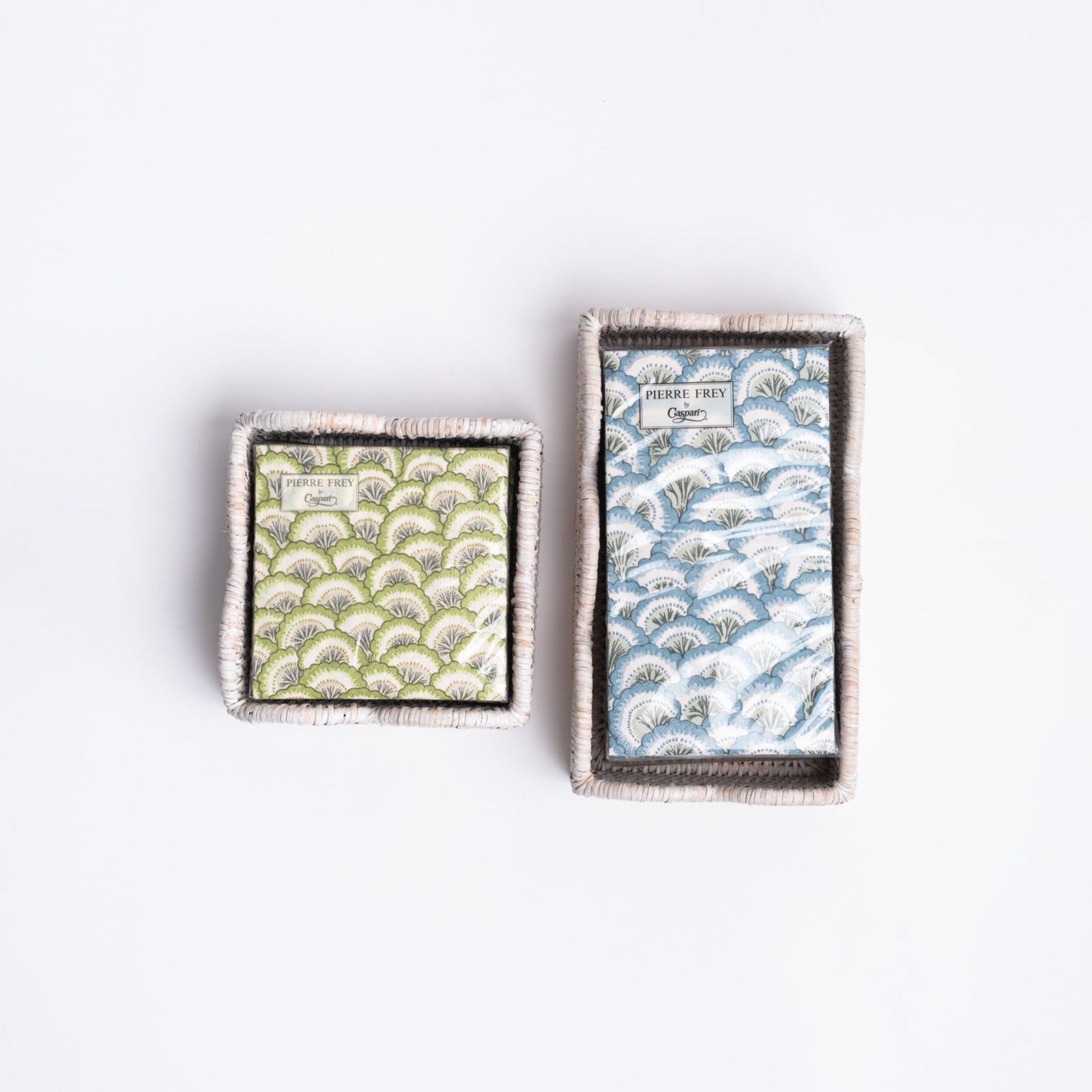 Porte-serviettes de cocktail en rotin festonné - Blanc