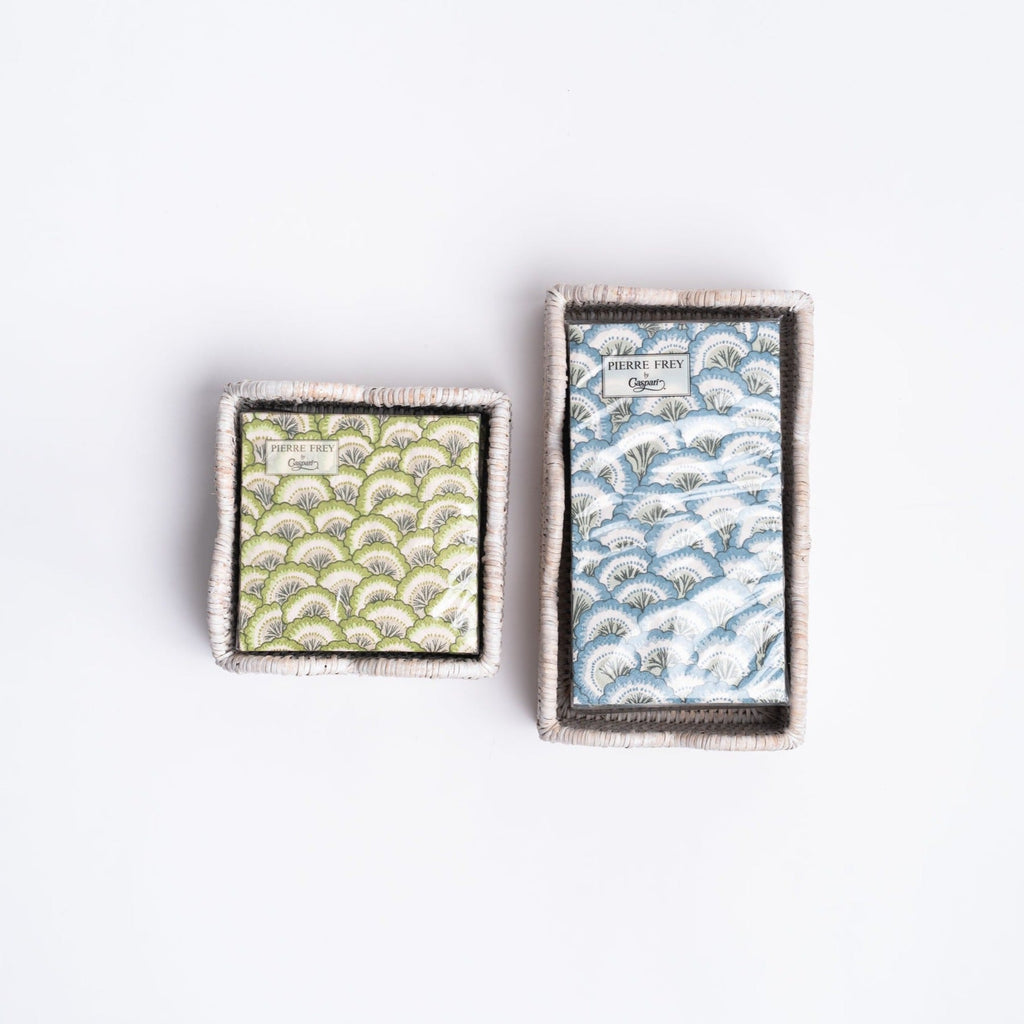 Porte-serviettes invité en rotin festonné - Blanc