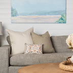 Coussin brodé Kantha couleur crème