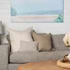 Coussin brodé Kantha couleur crème