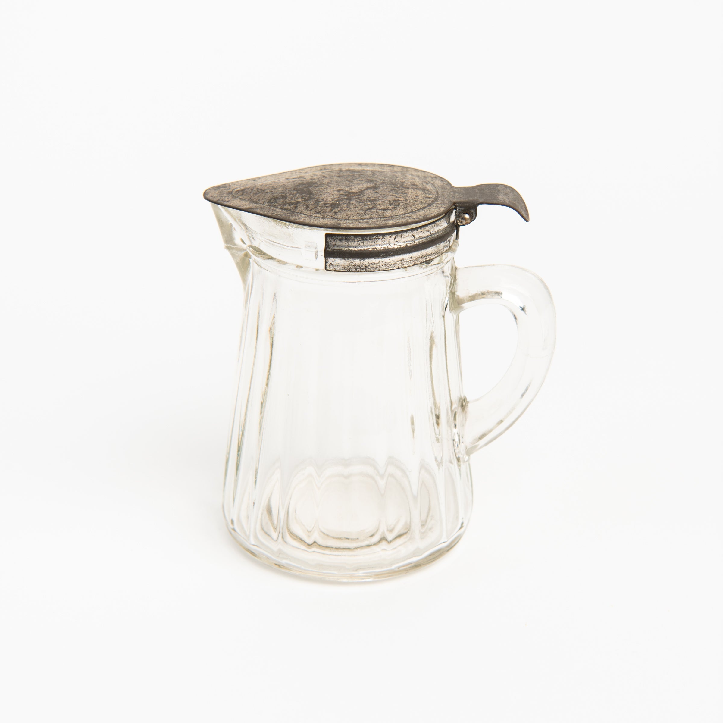 Pichet à sirop vintage en verre côtelé