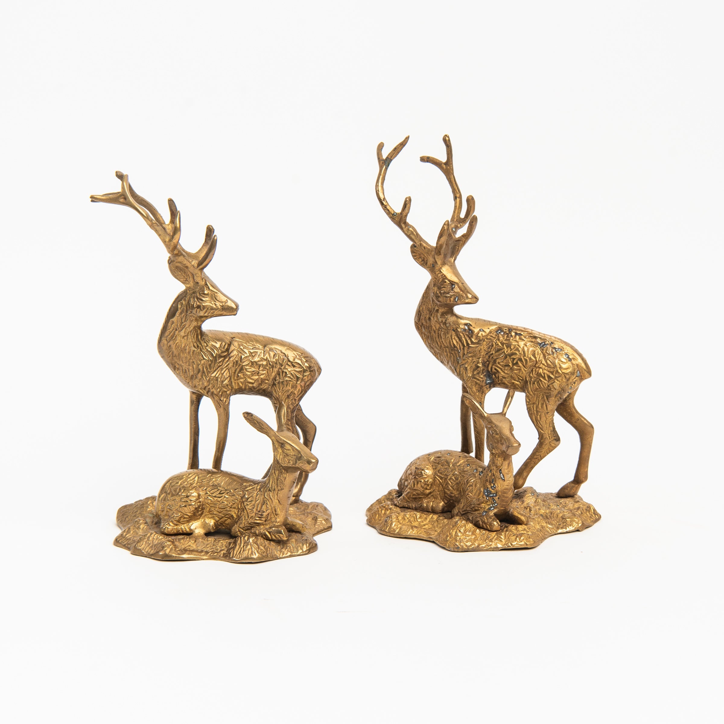 Cerf et biche en laiton vintage
