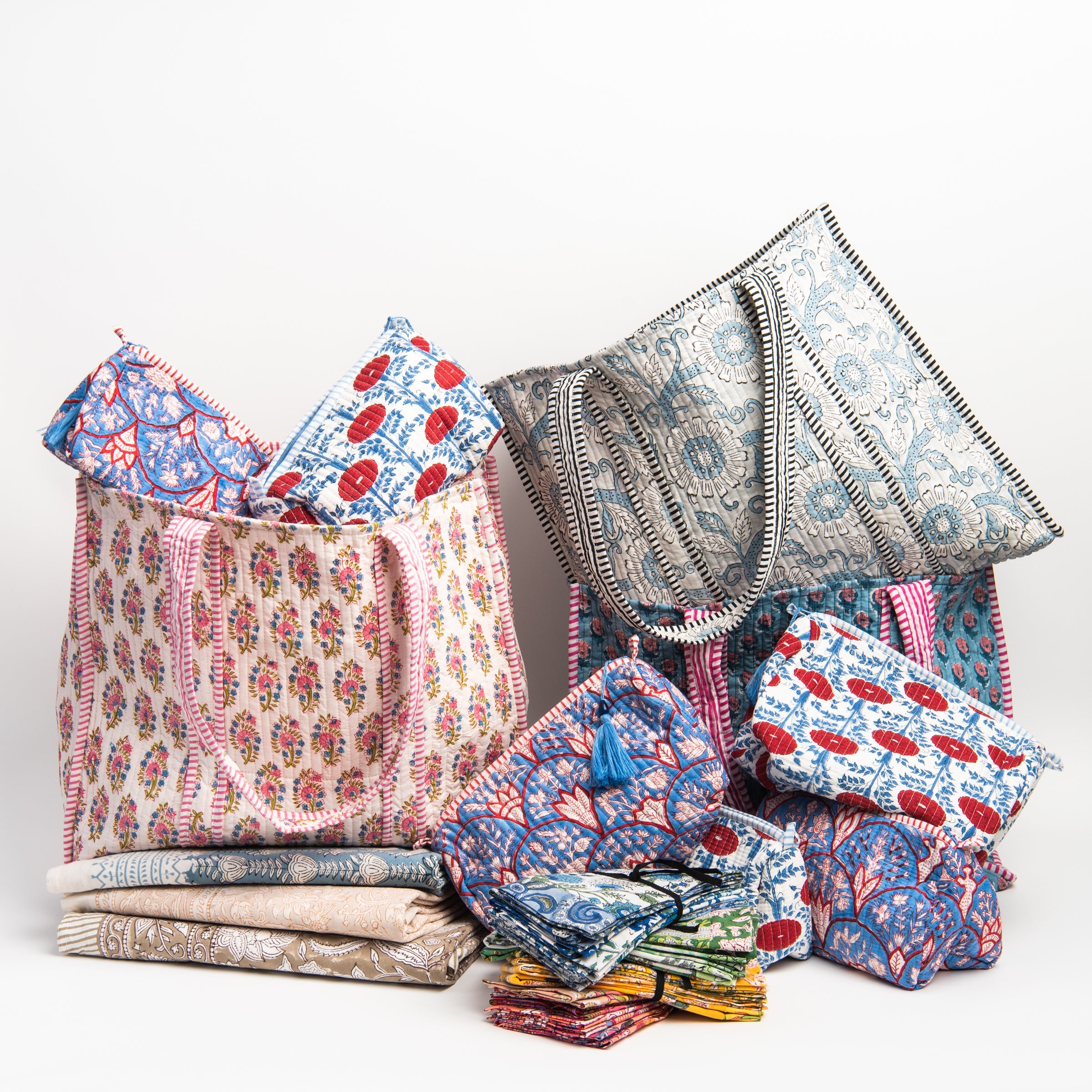 Sac cabas imprimé à la main, motif pensée rose